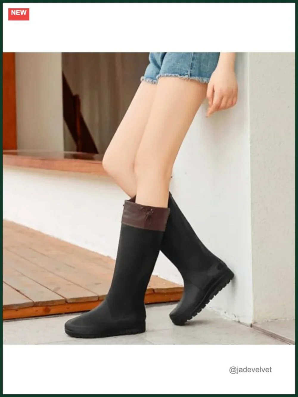 Women's Knee-High Rain Boots Waterproof PVC Rubber Slip-Resistant Tall Wellies
